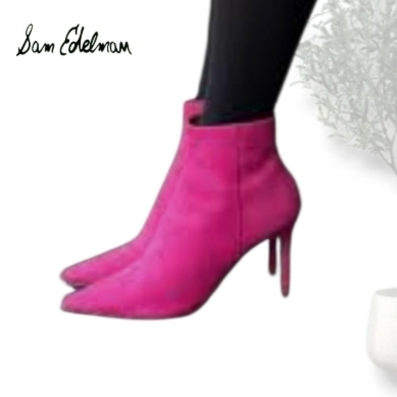Sam Edelman Magenta Hot Pink Karina Karen High Heel Ankle Bootie Shoe Women 7 - Picture 3 of 12